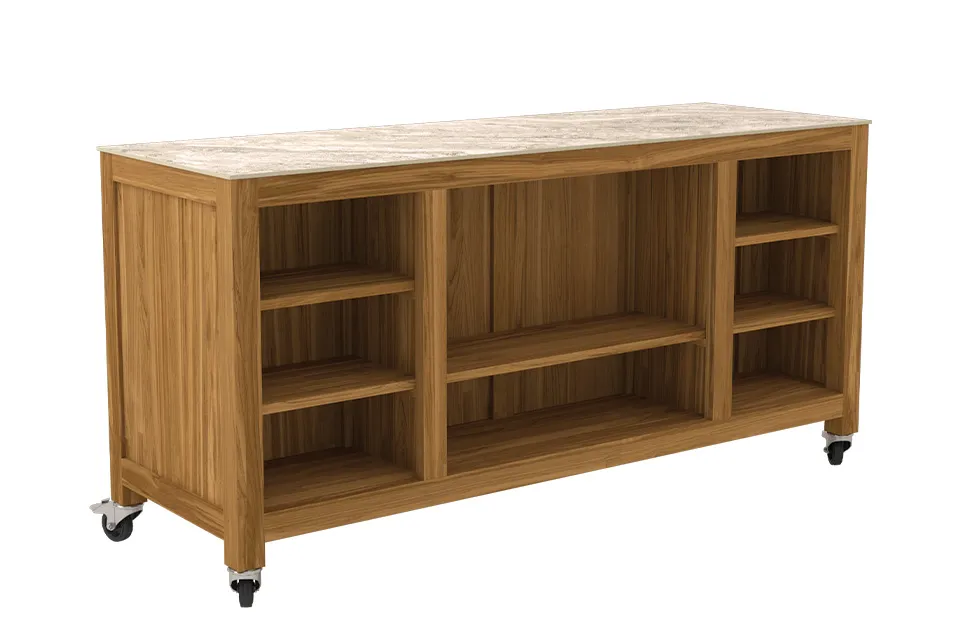 Passion Grills | Milano Outdoor Kitchen Island with Wheels | 180 x 60 cm | Albastro Cream