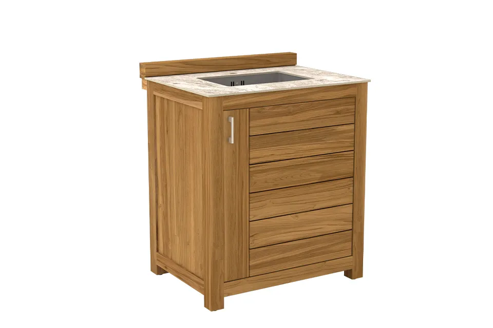 Passion Grills | Milano Outdoor Kitchen Cabinet with Sink | 80 x 63 cm | Albastro Cream