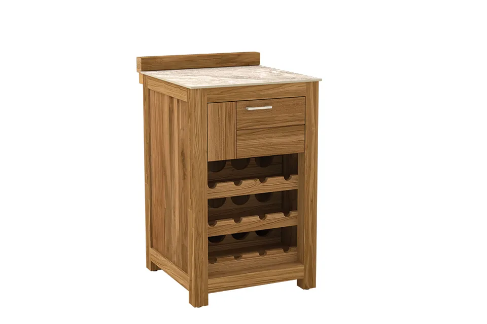 Passion Grills | Milano Outdoor Kitchen Cabinet 1 Drawer + Wine Cabinet | 58 x 63 cm | Albastro Cream