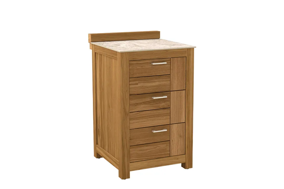 Passion Grills | Milano Outdoor Kitchen Cabinet 3 Drawers | 58 x 63 cm | Albastro Cream