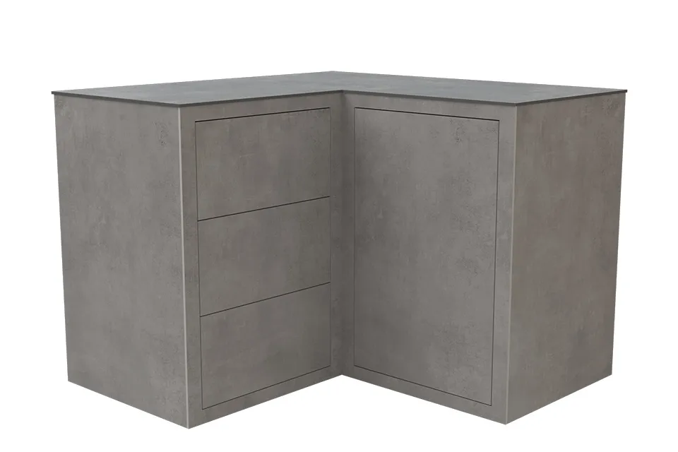 Passion Grills | Kerafina Outdoor Kitchen Cabinet High Corner 1 Door + 3 Drawers | 119 x 119 cm