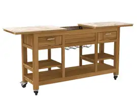 Passion Grills | Milano Bar Island with Wheels | 150-200 x 50 cm | Albastro Cream